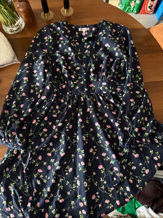 Juicy Couture Dresses & Skirts - Juicy Couture Navy Floral Long Sleeve Fit-and-Flare Dress